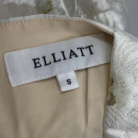 Elliatt Women's Octavia Jacquard Mini Dress – Size S – Ivory/Gold with Large Bow - Picture 5 of 11